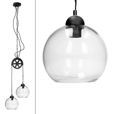 Hængende suspension lampe loftslampe lampe pendel pendel glas lampe 2x E27