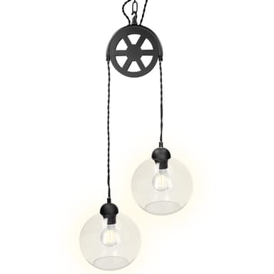 Hængende suspension lampe loftslampe lampe pendel pendel glas lampe 2x E27