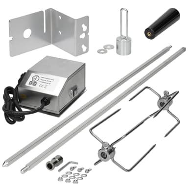 ECD Germany grillspydssæt 120cm med 2x kødnål og rustfri stålmotor 2 o / min -