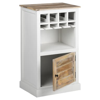 Womo Design Vinskab med glasbeslag og dør, 55x95x42cm, hvid / træ look, unik,