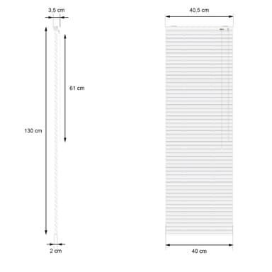 ECD Germany Aluminium blinds 40 x 130 cm - Hvid - aluminium finner - visuelle,