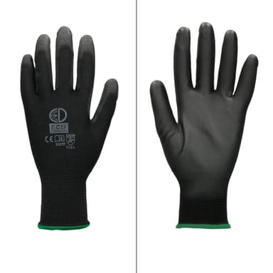 ECD Germany 4 par PU arbejdshandsker, størrelse 11-XXL, Farve Sort, mekanik
