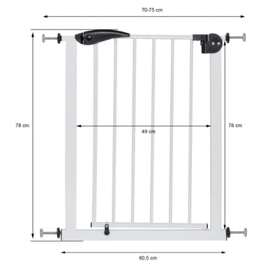 ECD Germany Dørvagt for børn, hunde og katte, 70-75 cm, uden boring, hvid,