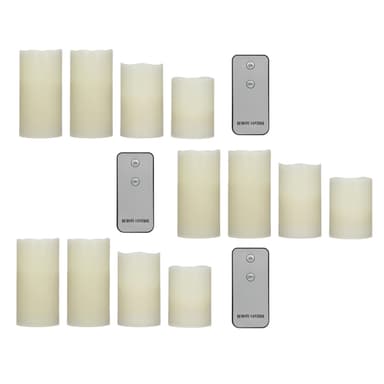 ECD Germany sæt af 12 LED Stearinlys Flammeloes Fast Wax Candles - 10 / 12,5 /