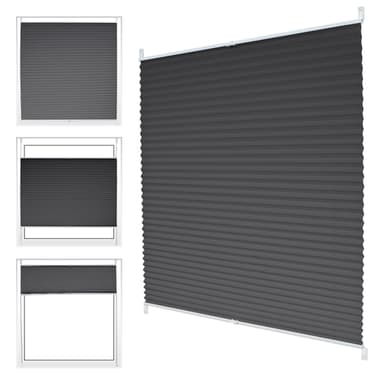 ECD Germany plisségardin Klemmfix uden at bore 75x200 cm mørkegrå uigennemsigtig
