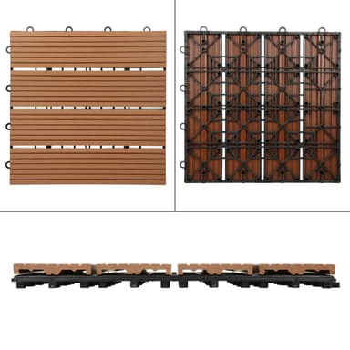 ECD Germany WPC terrassefliser 30x30 cm 55er besparelsessæt til 5m² lysebrun i