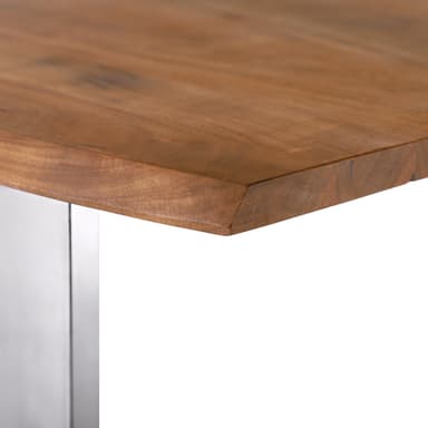 WOMO-DESIGN® sofabord 120x60 cm i massivt træ akacietræ med metalramme Edestahl,