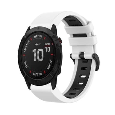 Armband till Garmin Fenix 6X Pro 26mm - Vit & Svart