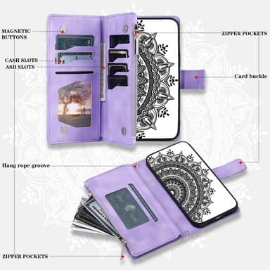SKALO Xiaomi Redmi Note 12 4G Big Wallet Mandala Pungetaske - Lilla