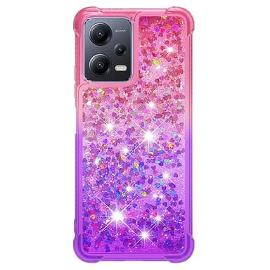 SKALO Xiaomi Redmi Note 12 5G Kvicksand Glitter Hjerter TPU Cover - Pink-Lilla