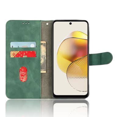 SKALO Motorola Moto G73 5G Matt PU-læderpungetui - Grøn