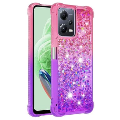 SKALO Xiaomi Redmi Note 12 5G Kvicksand Glitter Hjerter TPU Cover - Pink-Lilla