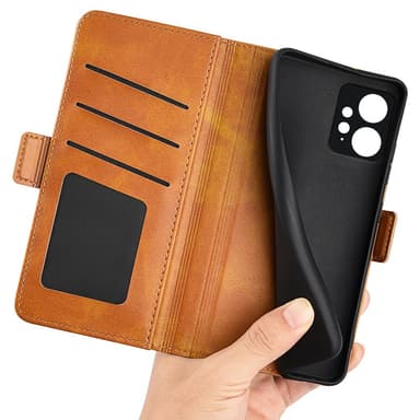 SKALO Xiaomi Redmi Note 12 4G Premium Wallet Flip Cover - Lys brun