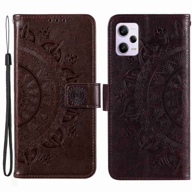 SKALO Xiaomi Redmi Note 12 Pro 5G Mandala Flip Cover - Brun