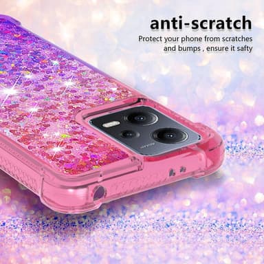 SKALO Xiaomi Redmi Note 12 5G Kvicksand Glitter Hjerter TPU Cover - Pink-Lilla