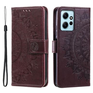 SKALO Xiaomi Redmi Note 12 4G Mandala Flip Cover - Brun