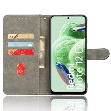 SKALO Xiaomi Redmi Note 12 5G Flip Cover m. pung i PU-læder - Sort