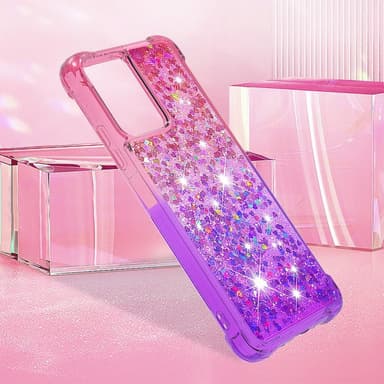 SKALO Xiaomi Redmi Note 12 5G Kvicksand Glitter Hjerter TPU Cover - Pink-Lilla