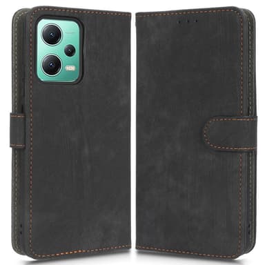 SKALO Xiaomi Redmi Note 12 5G Flip Cover m. pung i PU-læder - Sort