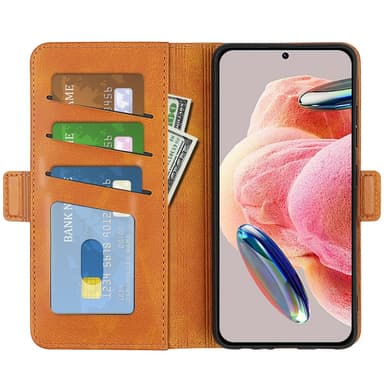 SKALO Xiaomi Redmi Note 12 4G Premium Wallet Flip Cover - Lys brun