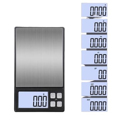 Bærbar digital vægt, juvelervægt, præcisionsvægt, guldvægt 1000g/0,1g Sort