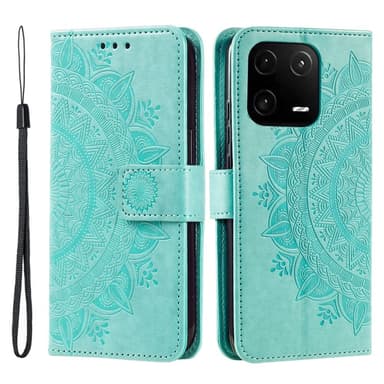 SKALO Xiaomi 13 5G Mandala Flip Cover - Turkis