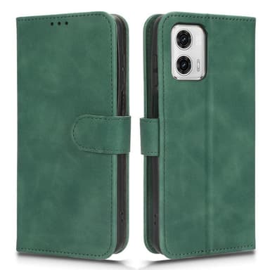 SKALO Motorola Moto G73 5G Matt PU-læderpungetui - Grøn
