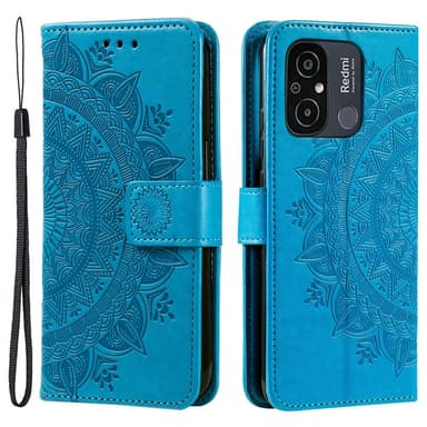 SKALO Xiaomi Redmi 12C 4G Mandala Flip Cover - Blå