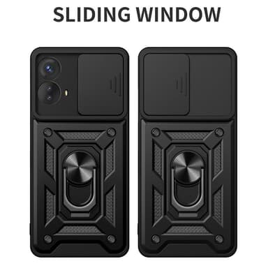 SKALO Motorola Moto G53 5G Armor Hybrid Metal Ring Camera Slider - Sort
