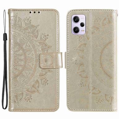 SKALO Xiaomi Redmi Note 12 Pro 5G Mandala Flip Cover - Guld