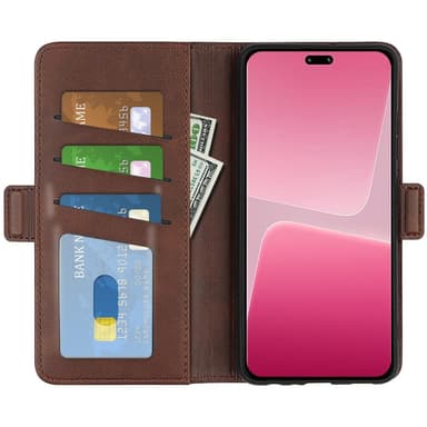 SKALO Xiaomi 13 Lite Premium Wallet Flip Cover - Brun