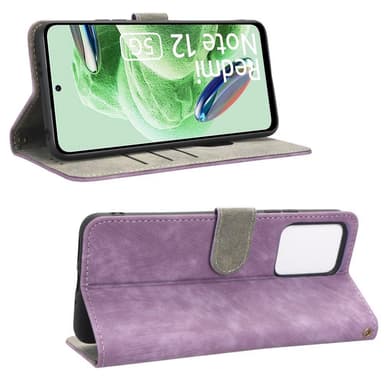 SKALO Xiaomi Redmi Note 12 5G Flip Cover m. pung i PU-læder - Lilla