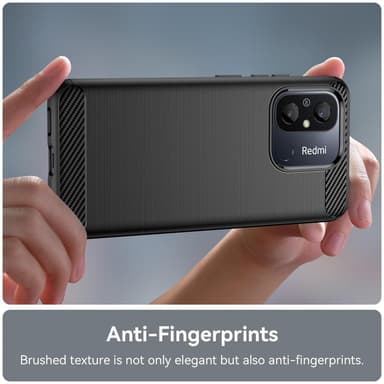 SKALO Xiaomi Redmi 12C 4G Armor Carbon Stødsikker TPU-cover - Sort