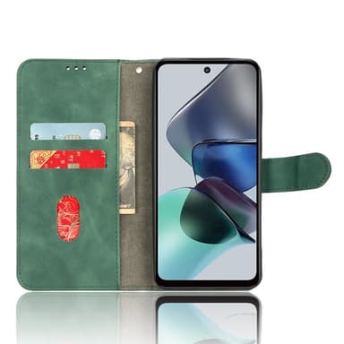 SKALO Motorola Moto G23 4G Matt PU-læderpungetui - Grøn