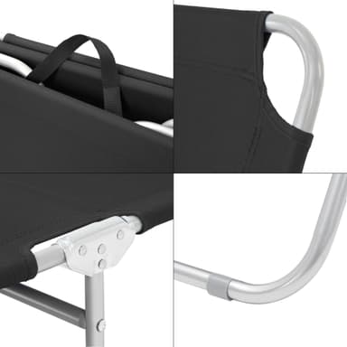 ECD-Germany solarium liggestol 200x56x26cm, Sort,aluminiumsramme, folde strand