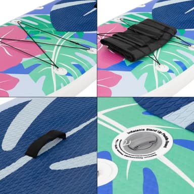 Oppustelig Stand Up Paddle Board Blomster 320x82x15 cm blå hvid PVC