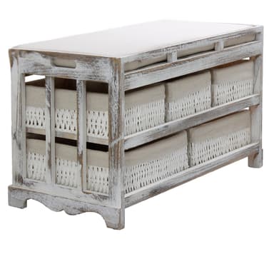 Sæde kommode bænk Bryst bænk med kurve villa hjem tilbehør Vintage White