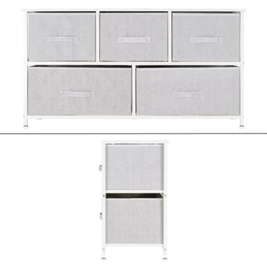 ML-Design skuffe skab, kommode fremstillet af stof med fem skuffer, 100x30x54,5