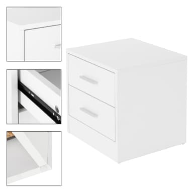 ML-Design sengebord hvid med 2 skuffer af spånplader Nachtkommode tabel