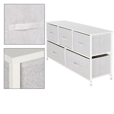 ML-Design skuffe skab, kommode fremstillet af stof med fem skuffer, 100x30x54,5