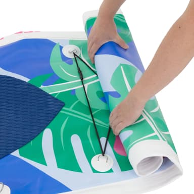 Oppustelig Stand Up Paddle Board Blomster 320x82x15 cm blå hvid PVC