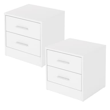 ML-Design sengebord hvid med 2 skuffer af spånplader Nachtkommode tabel