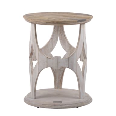 WOMO-DESIGN Orientalsk sidebord Paris Ø45x55 cm rundt, natur / hvid, massivt