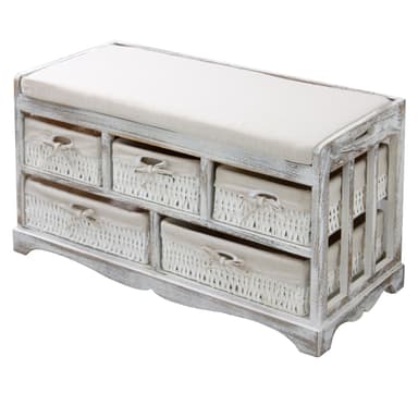 Sæde kommode bænk Bryst bænk med kurve villa hjem tilbehør Vintage White
