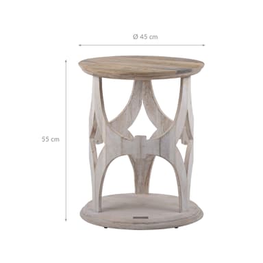WOMO-DESIGN Orientalsk sidebord Paris Ø45x55 cm rundt, natur / hvid, massivt