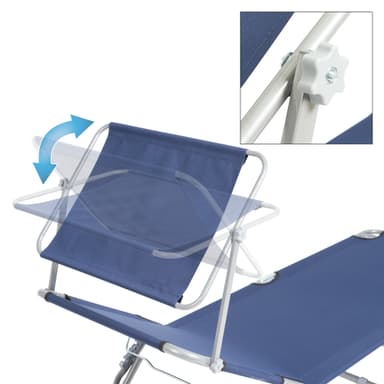 ECD-Germany Aluminium solarium liggestol med tag, blå, 200 cm, folde strand
