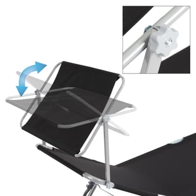 ECD-Germany Aluminium solarium liggestol med tag, sort, 200 cm, folde strand