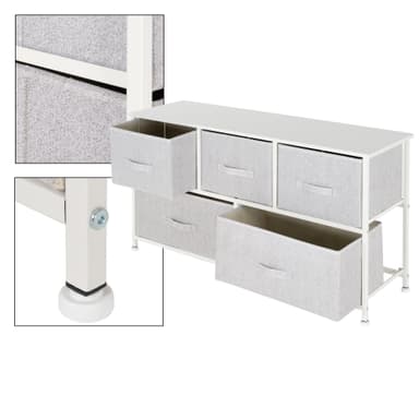 ML-Design skuffe skab, kommode fremstillet af stof med fem skuffer, 100x30x54,5