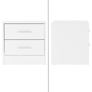 ML-Design sengebord hvid med 2 skuffer af spånplader Nachtkommode tabel
