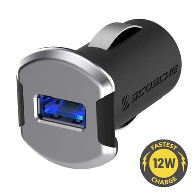 Revolt Enkel 12W USB Bil Lader - Sort/Grå